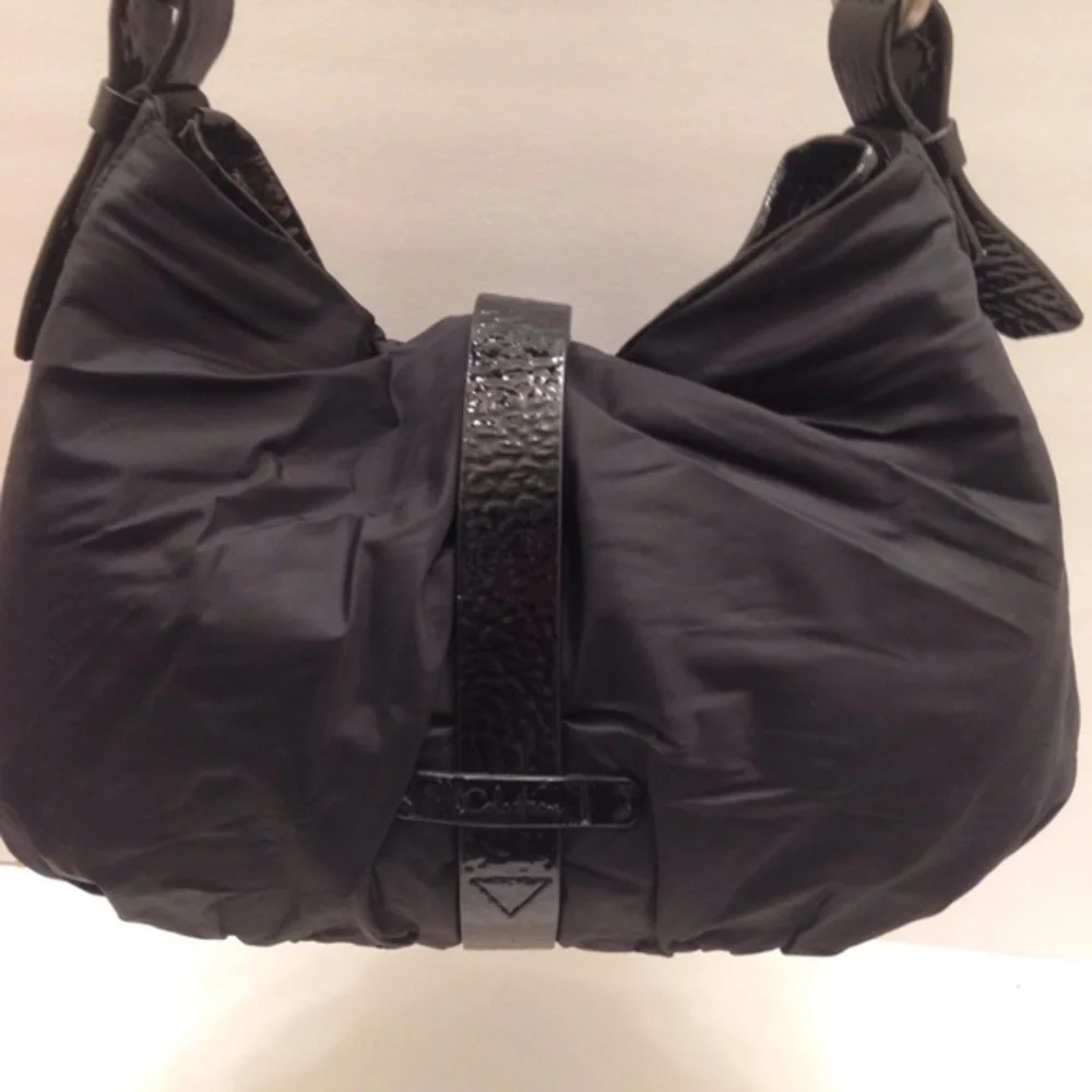 COLE HAAN nylon patent leather hobo shoulder bag